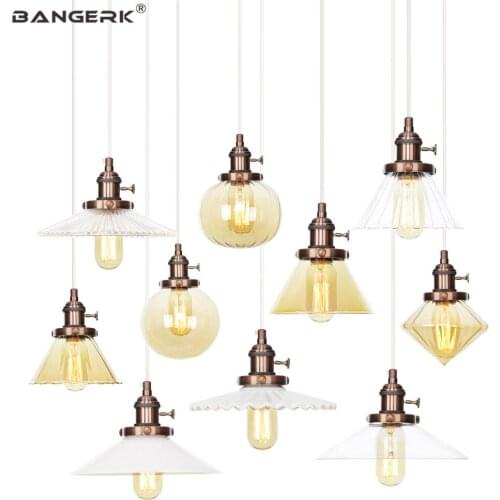 Nordic Design Adjust LED Pendant Light Iron Switch Glass Hanging Lamp Loft Decor Dining Room Home Lighting Luminaire E26 E27