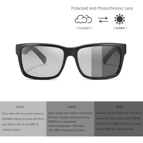 2019 KDEAM Photochromic Polarized Sunglasses Men Sport Eyewear Metal Hinge Women Sun Glasses Reflective Coating With Case KD505