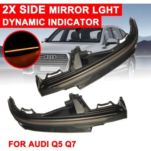 LED Car Daytime Fog Day Running Lights Rearview Mirror Dynamic Strobe Strip Turn Lamp For Audi Q5 2018+ Q7 4M 2016