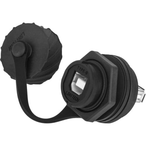 USB Type B Female Socket Plug Panel Mount Adapter M20 USB 2.0 5Pin Waterproof Connector IP67 Extension Cord Extender With Cap