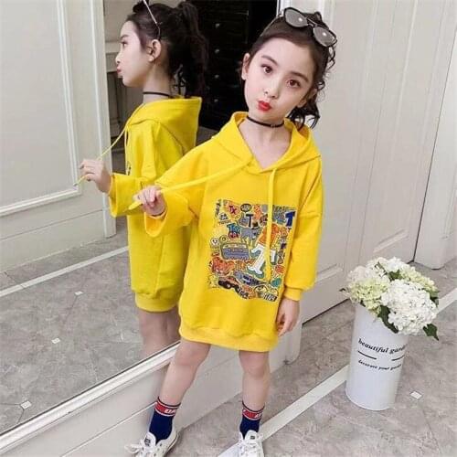 Yellow Beige Orange Spring Autumn Tops Hoodies Girls Sweatshirts Coat Kids Outwear Teenager Children Clothes High Quality