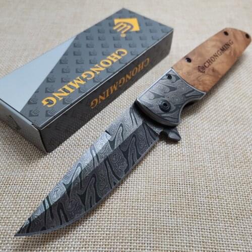 High Quality Damascus Folding Pocket Knife Outdoor Survival Tactical Knife Camping Hiking Hunting Knives for Self-defense Tools