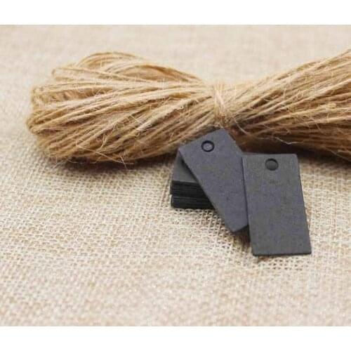 Paper Gift Tags Card black/kraft retagular Festival Wedding /gift Blank Mini Luggage Label 200pcs with 200pcs hemp string