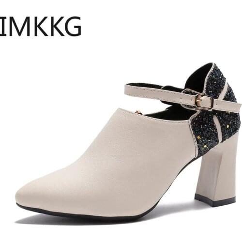 2020 Luxury Rhinestones Beige High Heels Boots for Women Fashion Hollow Out Buckle Ankle Boots Woman Sexy Pointed Toe Botas