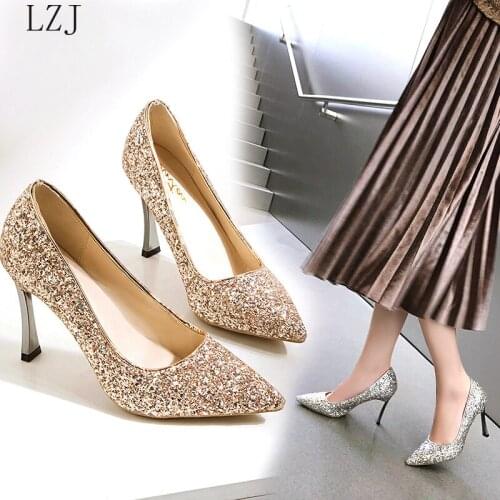 2019 New Women Pumps High Thin Heel Pointed Toe Solid Shallow Fashion Sexy Ladies Women Shoes Khaki Female High Heel Pumps