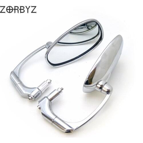 ZORBYZ 1 Pair 7/8" 22mm Chrome Retro Oval L-bar Handle Bar End Rearview Side Mirrors For Honda Yamaha Triumph Cafe Racer
