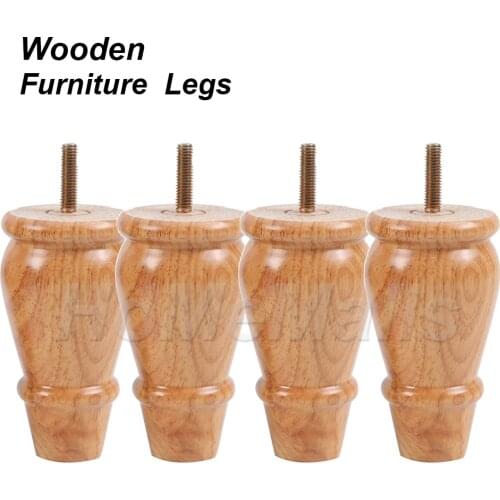 1/2/4 Piece 100mm Solid Wood Gourd Foot Furniture Leg Coffee Table Sofa Bathroom Cabinet TV Cabinet Leg Furniture Support Foot