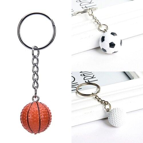 Football Basketball Golf ball Pendant Keyring Sports metal Keychain Car Key Chain Key Ring Car Key Accessories 1Pcs