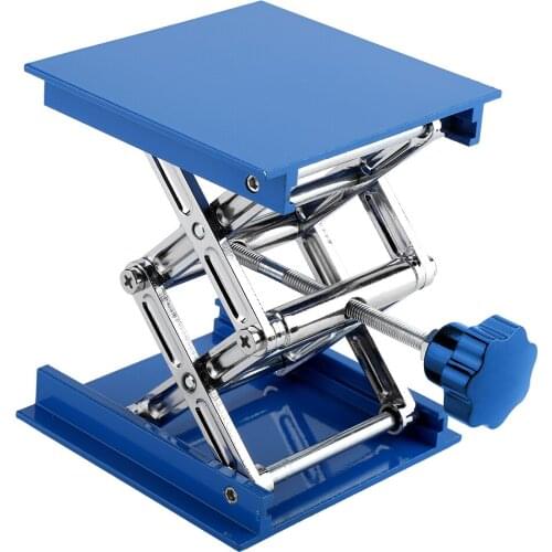 100 x 100mm Blue Adjustable Electroplated Aluminum Lab Lifting Platform Stand Rack lift Scissor Jack Lifting Table Pad Height