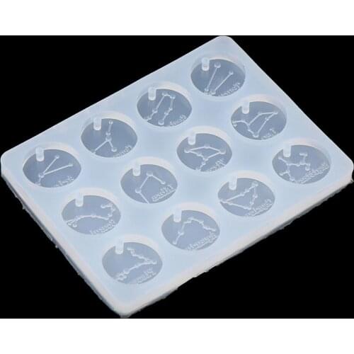 12 Constellations Discs Pendant Epoxy Resin Silicone Mold Jewelry Making Tools