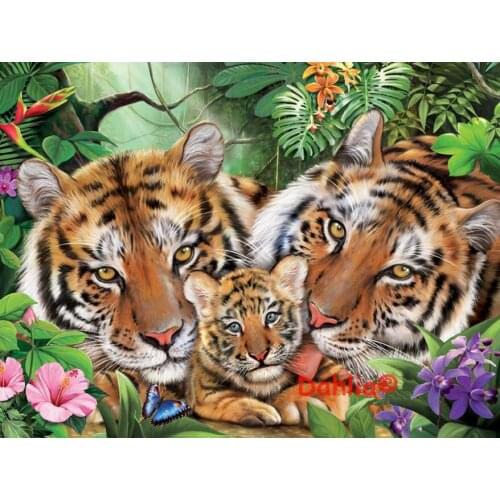 14/16/18/27/28 Tiger family Animal Handmade Needlework Embroidery DIY DMC Cross Stitch Kits Crafts Home decor wall Art