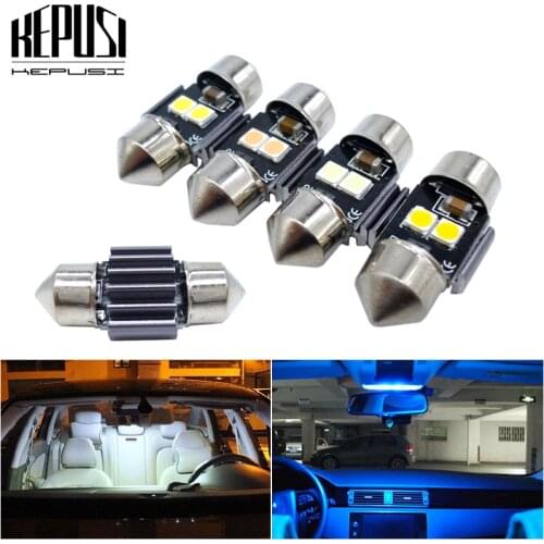 2pcs T6 Flood Festoon Dome T6.3 28mm 29mm LED 2smd 3030 Light Bulb Car Vanity Mirror Lights Sun Visor Fuse Light White blue Pink