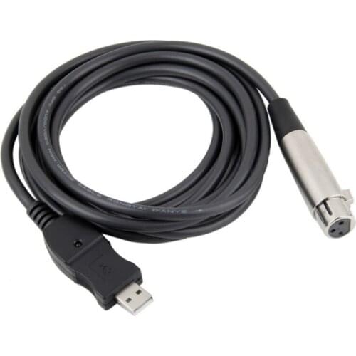 200pcs USB Male to XLR Female Microphone Cable 3M adapter Audio Extension Cable Black