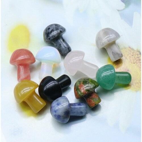 5pcs Mini Mushroom Hand Carving Crafts Quartz Reiki Healing Stones Natural Crystal Agate Jade Room Plant Pot Ornament