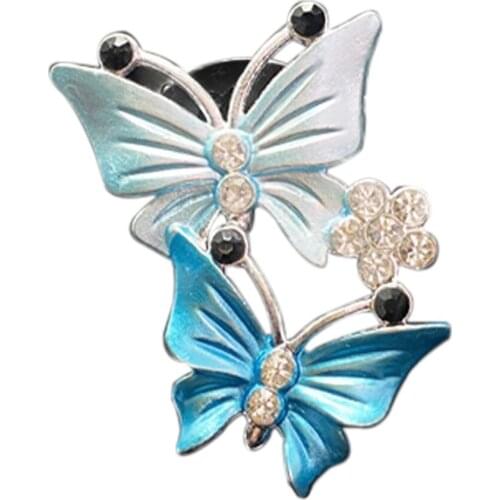 Diamond Butterfly Car Perfume Air Freshener Two Butterflies Car Air Conditioner Outlet Clip Auto Accessories Interior Ornament
