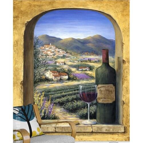 Custom 3D large mural,fan round out rural scenery wine cup papel de parede,living room sofa TV wall bedroom wall paper