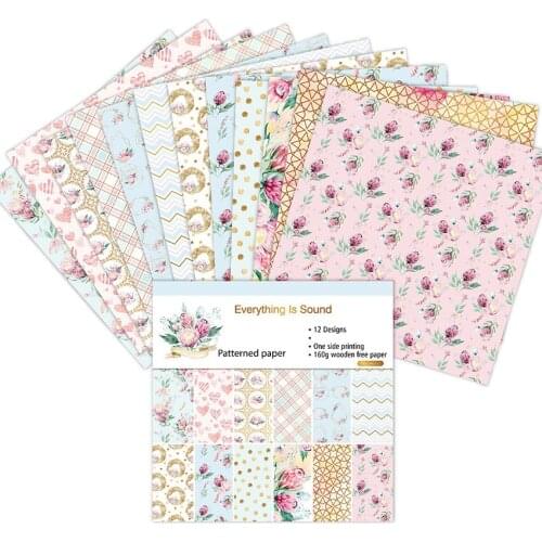 6'' Art Flower Patterned Paper Craft Scrapbooking Paper Packs Of 24pc For DIY Photo Album Hand Background Pads Paper Card Making