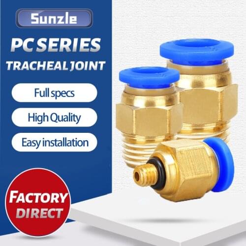 Pneumatic Air Straight through Connector Fitting PC 4mm 6mm 8mm Thread 1/8" 1/4"3/8"1/2" Hose Fittings Pipe Quick Connectors