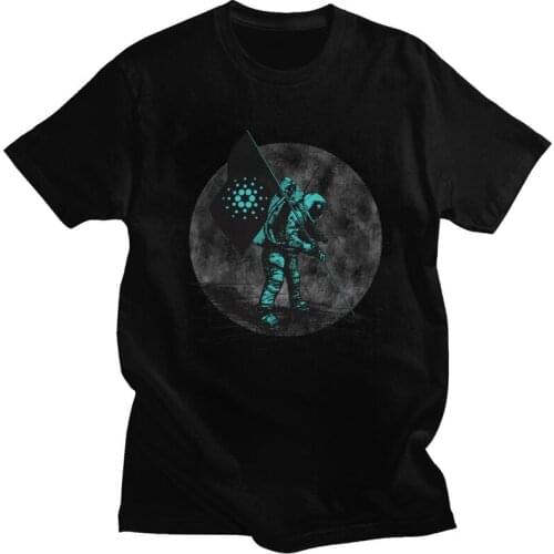 Cardano Moon Men T Shirt 100% Cotton Tee Bitcoin Crypto Coin Cryptocurrency Trader Tshirt Short Sleeve Summer T-shirt Clothes