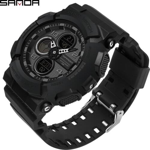 SANDA New Fashion Men Sports Watches Men Quartz Analog LED Digital Clock Man Military Waterproof Watch Relogio Masculino