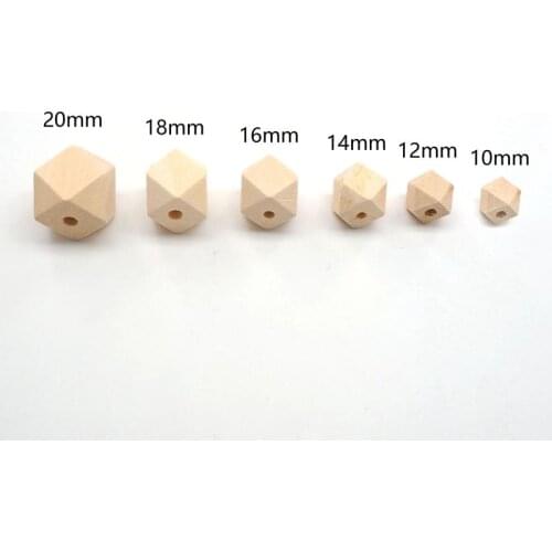 Chenkai 100PCS Hexagon Natural Wooden Beads Unfinished Baby Teether Wooden Teething Jewelry Necklace Beads
