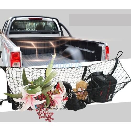 For Toyota Tundra Tacoma Hilux Revo Vigo Car Trunk Luggage Storage Cargo Organizer Nylon Stretchable Elastic Mest Net Accessory