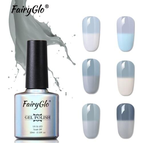 FairyGlo 10ml Grey Thermal UV Gel Polish Temperature Color Changing Gel Nail Polish Soak Off Semi Permanent Nail Art Lacquer