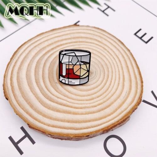 Creative Cartoon Red Wine Glass Ice Cubes Enamel Brooch Alloy Badge T-shirt Bag Pins Accessories Women Jewelry Gifts For Friends