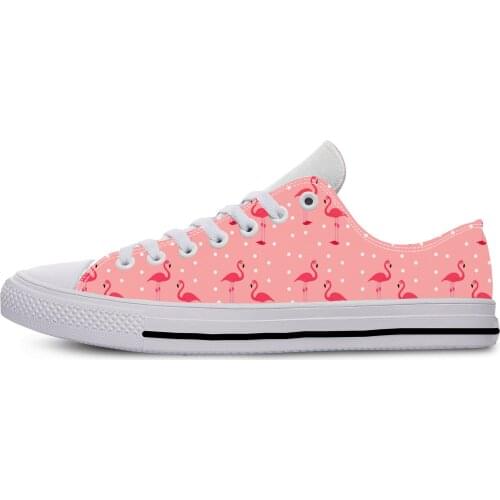 Flamingo Bird Animal Anime Cartoon Aesthetic Funny Casual Cloth Shoes Low Top Lightweight Breathable 3D Print Men Women Sneakers