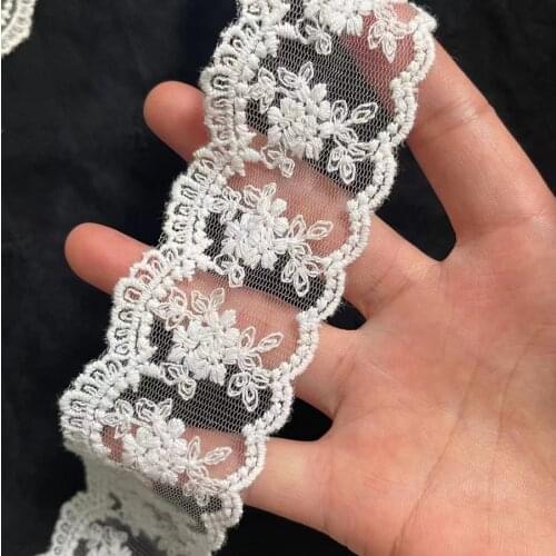 2 Meters Width 4cm Mesh Cotton Lace Trim DIY Craft Accessories Embroidery Lace Fabric Curtain Sofa Sewing White Lace Trimming