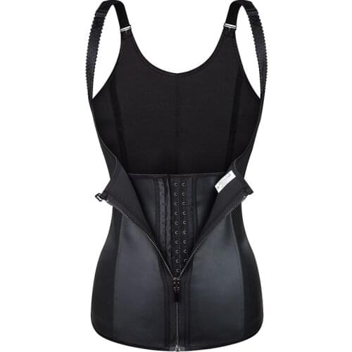 Hook Adjustable Waist Trainer Steel Boned Slimming Corset Workout Girdle Vest Latex Women Zipper Body Shaper Plus Size XS -6XL