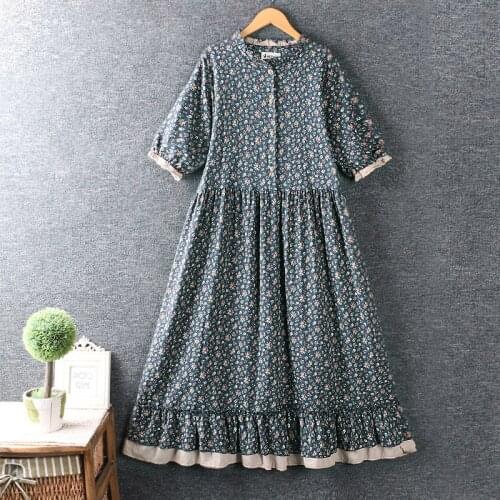 Summer dress sweet little fresh round collar double-layer floral dress short-sleeved dress loose
