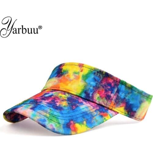 [YARBUU] New Fashion Golf Hat Mens and Womens Leisure Sport Empty Top Sun Hat Tie Dyed Outdoor Sports Hat Adjustable Wholesal