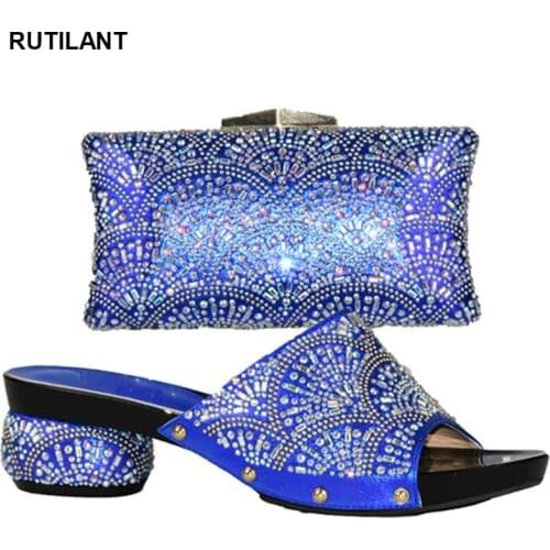 New Arrival Royal Blue Shoes and Bag Sets for Women African Shoe and Bag Set Italian Design Matching Shoes and Bag Set for Women