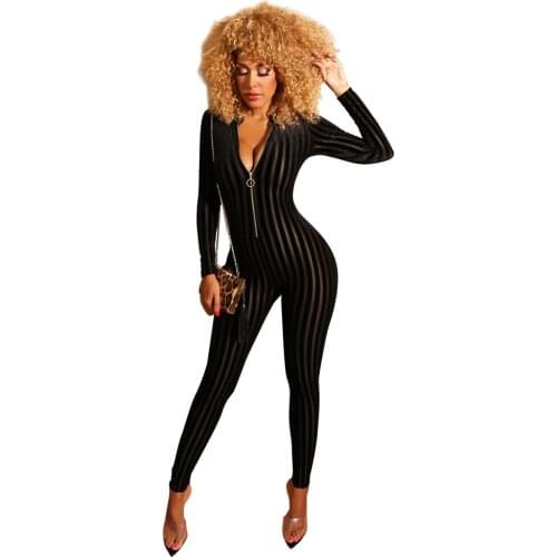 Autumn new style jumpsuit, European and American womens wear, sexy hollow nightclub outfit, both positive and negative