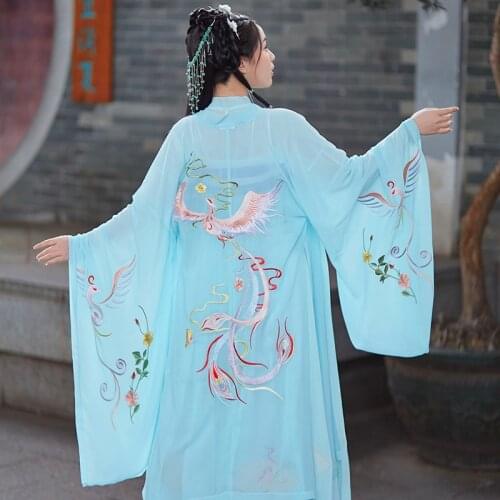 2021 hanfu embroidery coat chinese women traditional hanfu cloak costume folk dance outfit vintage coaplay costume ancient coat