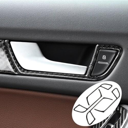 For Audi A4 B8 2010 2011 2012 2013 2014 2015 2016 Carbon Fiber Door Handle Panel Frame Trim Cover