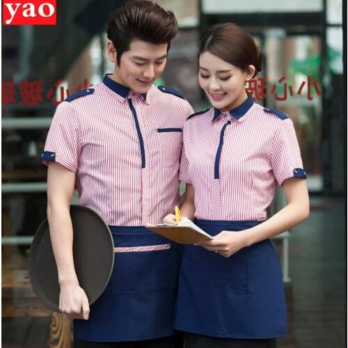 Hotel work clothes summer clothes female western restaurant waiter work clothes short sleeve apron