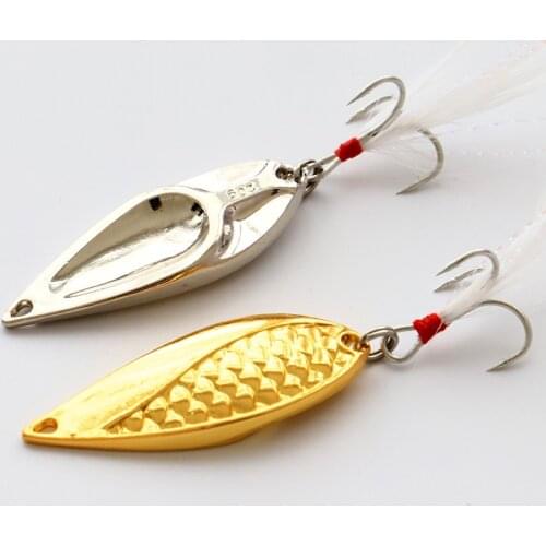 Snake Hard Spinner Spoon Lure Metal Sequins Baits with Treble Hook Feather Fishing Lures Gold Silver 3.5g/5g/7g/10g/15g/20g
