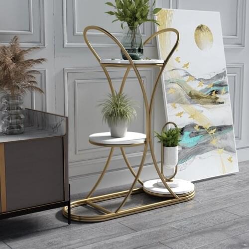 Nordic Hotel Bedroom Flower Shelf Wrought Iron Indoor Balcony Villa Flower Stand Modern Simple Living Room Floor Type Plant Rack