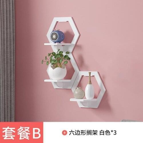 Punch-free Bedside Shelf Flower Stand Living Room Creative Partition Bedroom Wall Rack Wall Shelf Decoration Storage Holders