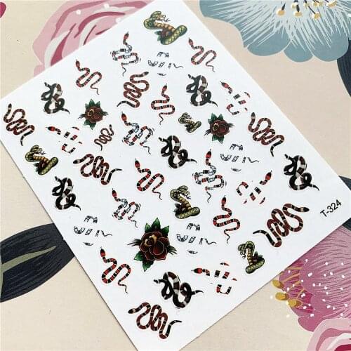 T-324 T-325 Snake 3D Back glue Nail decal Nail sticker Nail decoration Nail art Nail tool Nail ornament