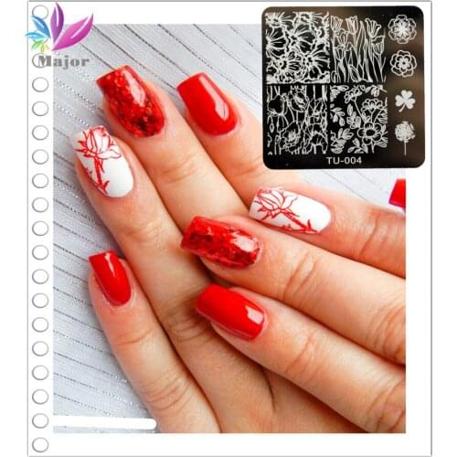 1pcs Tu Series Polish Image Printing Nail Stamping Plates Nail Templates Steel Stamping Manicure Tools Nail Stencils Tu001-024