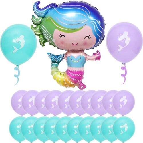 Mermaid balloon baby summer pool party mermaid aluminum foil balloon package childrens birthday decoration latex balloon