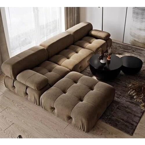 ChinaFurniture processing and production factory Modern light luxury velvet Stainless steel foot bracket multi-seat sofa