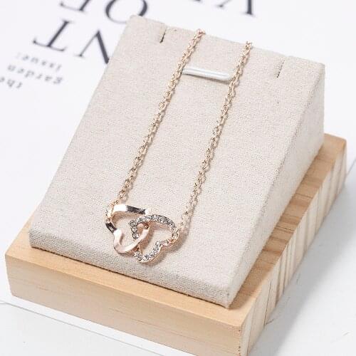 Rose Gold Heart To Heart Bracelets for Women Female Fashion Jewerly Double Heart Bangle Chain Valentines Day Gift Accessories