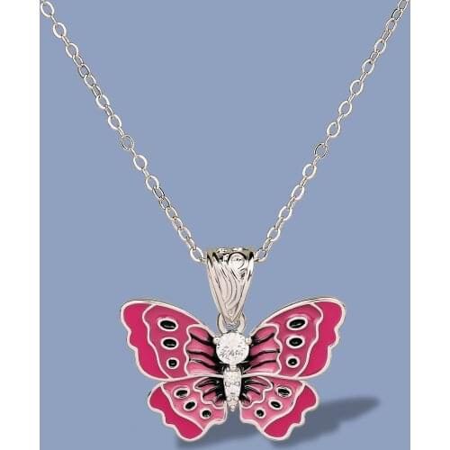 2021 New 925 Silver Womens Pendant Butterfly Necklace Womens Jewelry Wedding Bridal Necklace Handmade Enamel Clavicle Chain