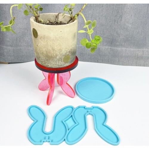 1 Set Epoxy Resin Mold Potted Ornaments Bracket Tray Silicone Mould DIY Crafts Decortaions Casting Tool