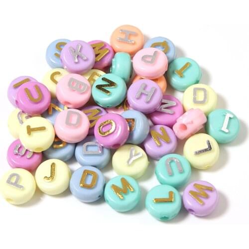 100Pcs/Lot 10mm Acrylic Round Letter Beads Mix Color 2mm Hole Alphabet Spacer For Jewelry Making Handmade DIY