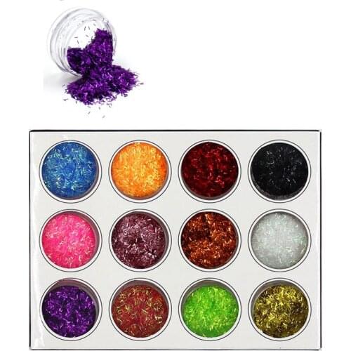 12 Colors Laser Ribbon Glitter Shiny Nail Art Decoration Fashion Flakes Art Tips Accessories Manicure Tool